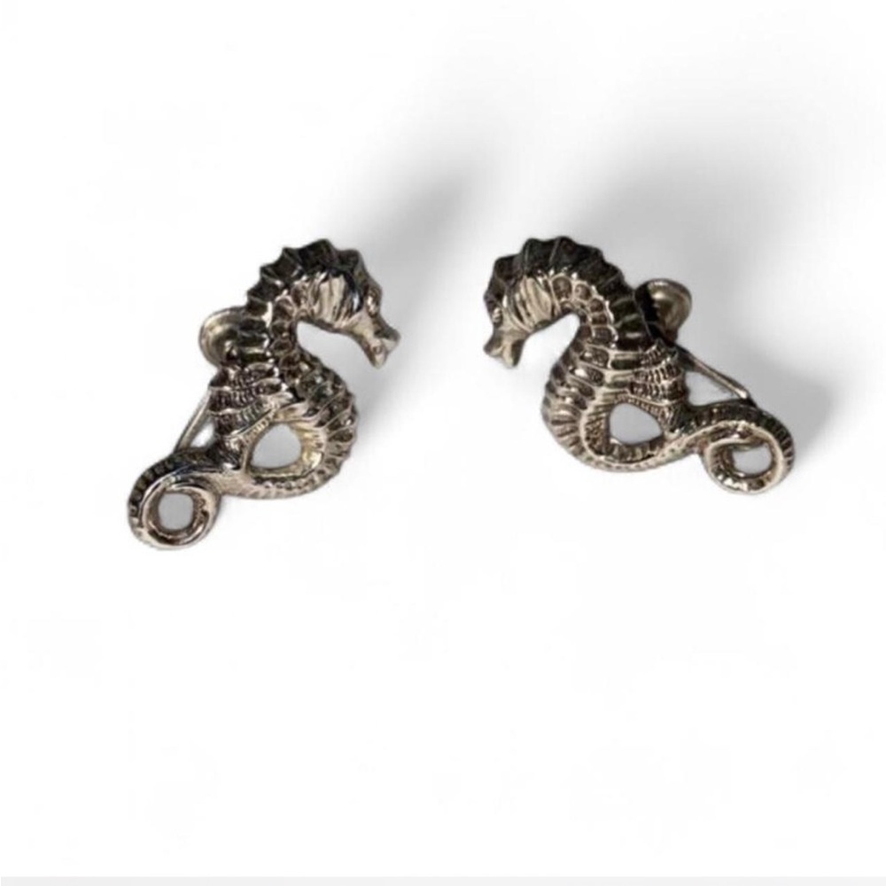 1950’s Vintage Beau Craft- Sterling Silver Seahorse Earrings